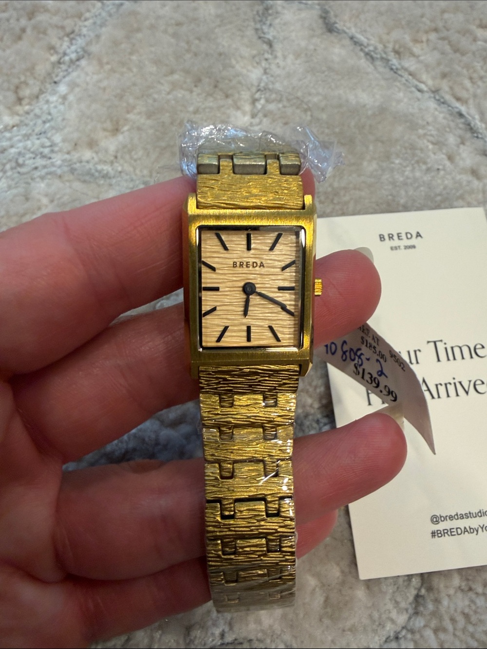 New Breda Gold-Tone Rectangular women’s Watch